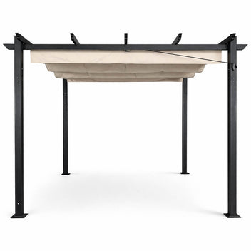 Pergola 3 x 3 m – liukuva kattokangas, alumiinirunko, 250 g PU-kangas, beige