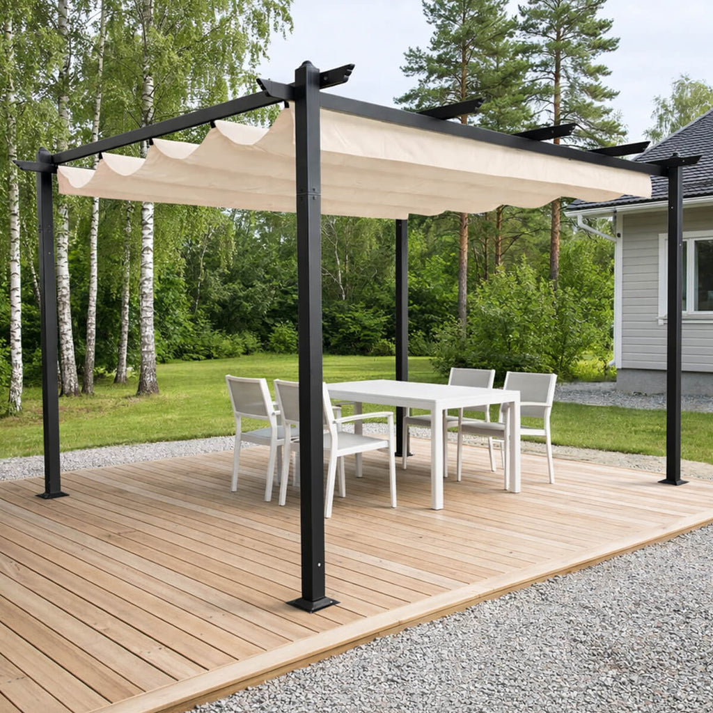 Pergola 3 x 4 m – öppningsbart taktyg, aluminiumram, 250 g PU-polyester