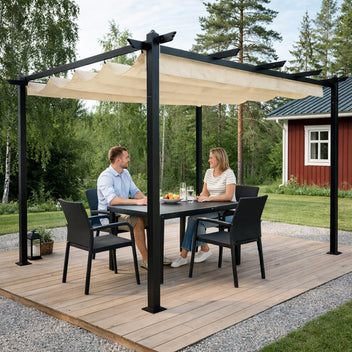 Pergola 3 x 4 m – avattava kattokangas, alumiinirunko, 250 g PU-polyesteri