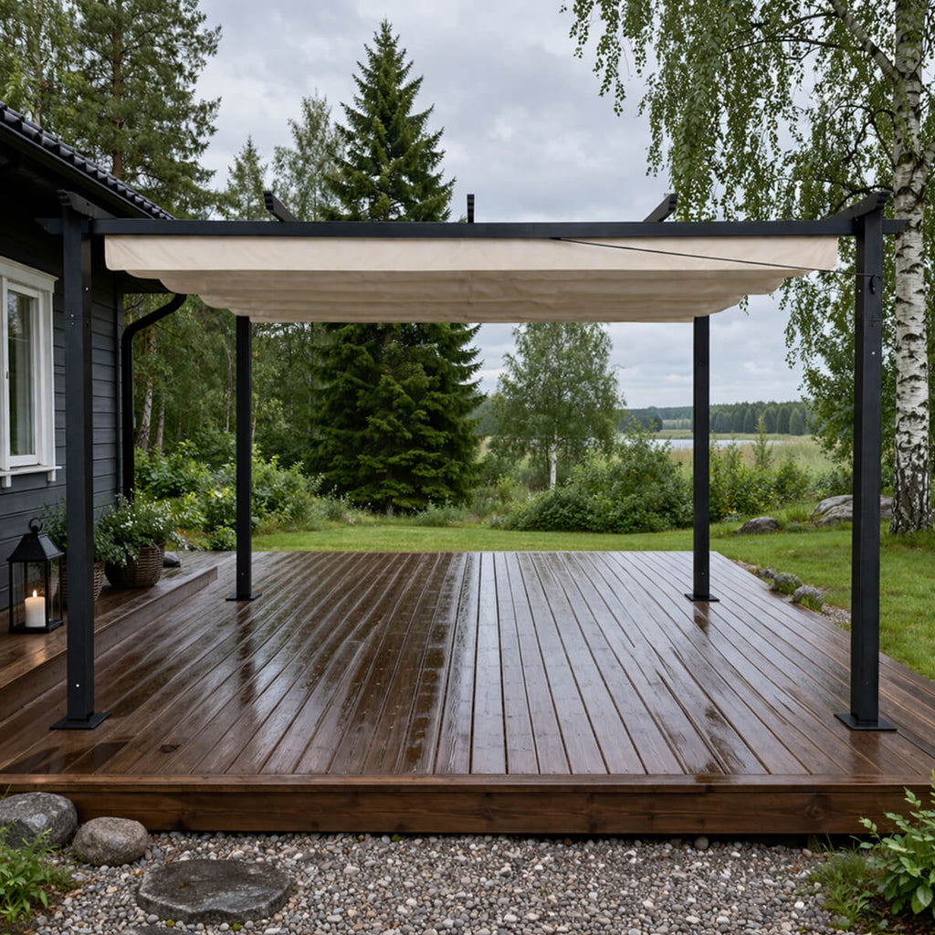 Pergola 3 x 4 m – öppningsbart taktyg, aluminiumram, 250 g PU-polyester