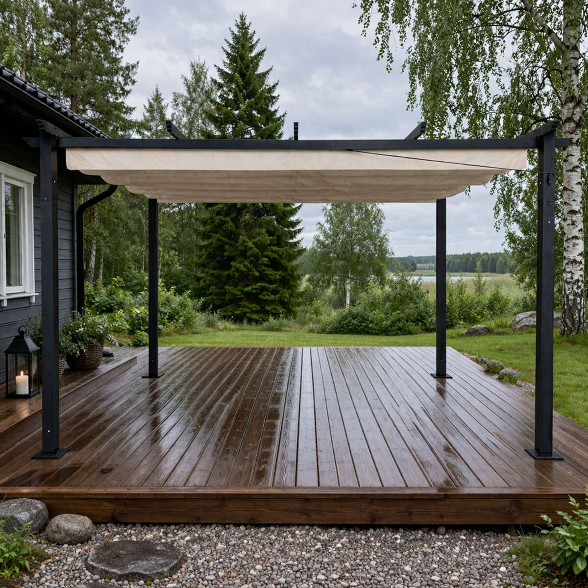 Pergola 3 x 4 m – avattava kattokangas, alumiinirunko, 250 g PU-polyesteri