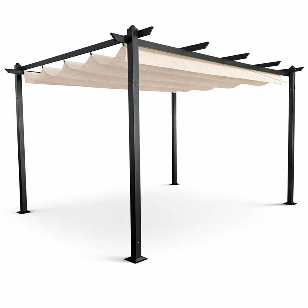 Pergola 3 x 4 m – öppningsbart taktyg, aluminiumram, 250 g PU-polyester