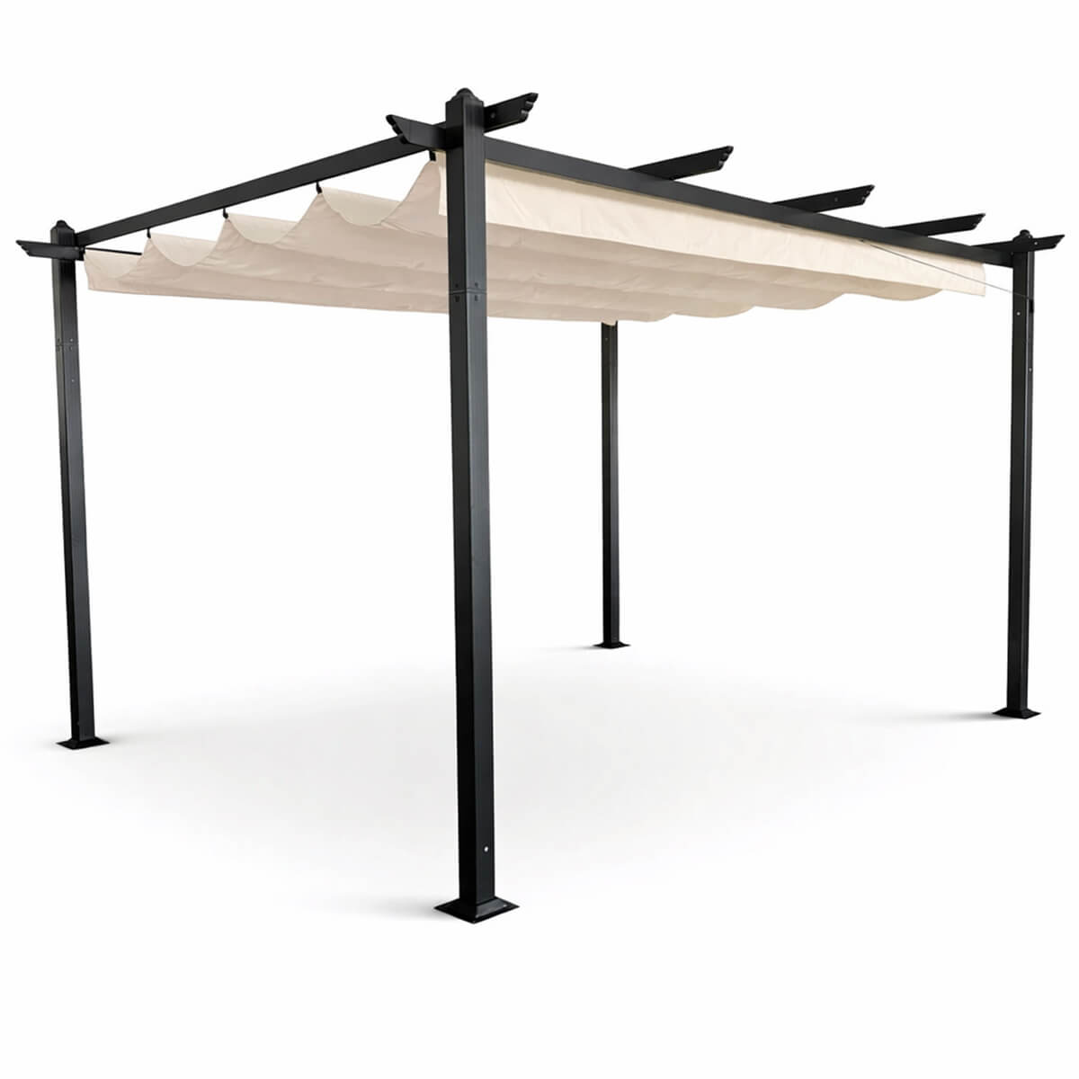 Pergola 3 x 4 m – avattava kattokangas, alumiinirunko, 250 g PU-polyesteri