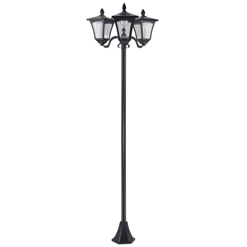 Aurinkokennopylväsvalaisin kolmella lyhdyllä, 182,5 cm, musta
