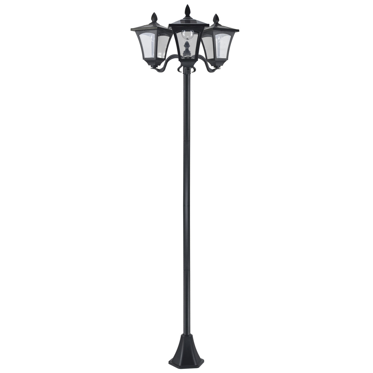 Aurinkokennopylväsvalaisin kolmella lyhdyllä, 182,5 cm, musta