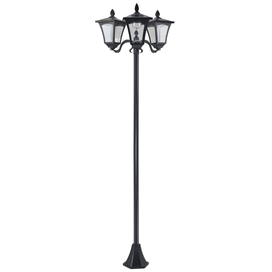 Aurinkokennopylväsvalaisin kolmella lyhdyllä, 182,5 cm, musta