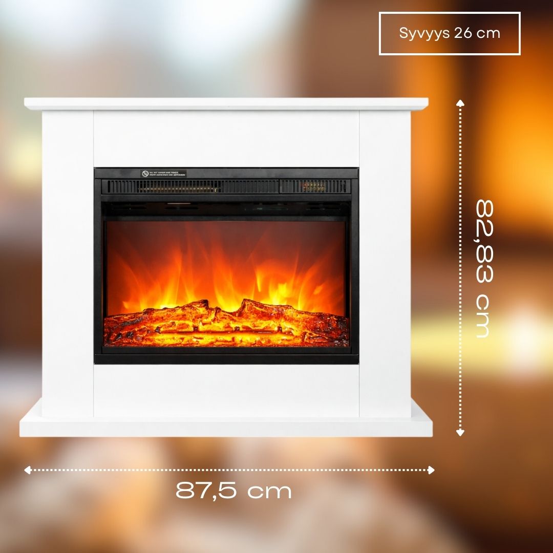 Elkamin Como 750/1500W – 87,5 x 26 x 82,83 cm, LED-låga, vit