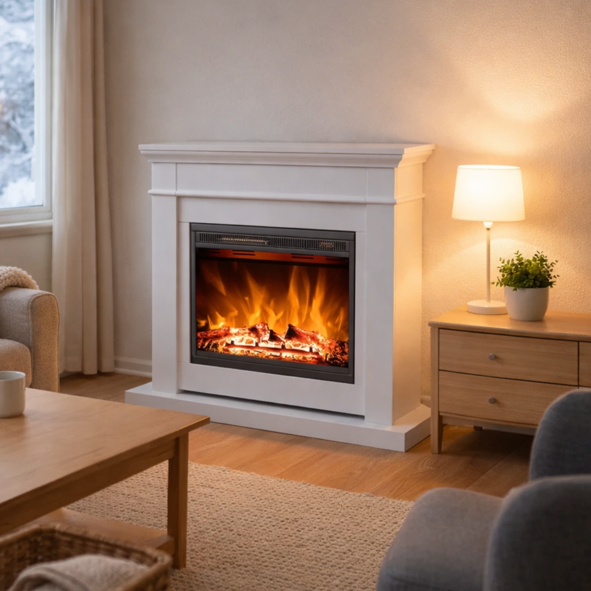 Sähkötakka Solaro 750/1500W – 109 x 26 x 94 cm, ajastin, valkoinen
