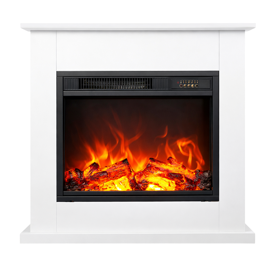 Sähkötakka Verona 750/1500W – 64,5 x 23,5 x 74 cm, LED-liekki, valkoinen