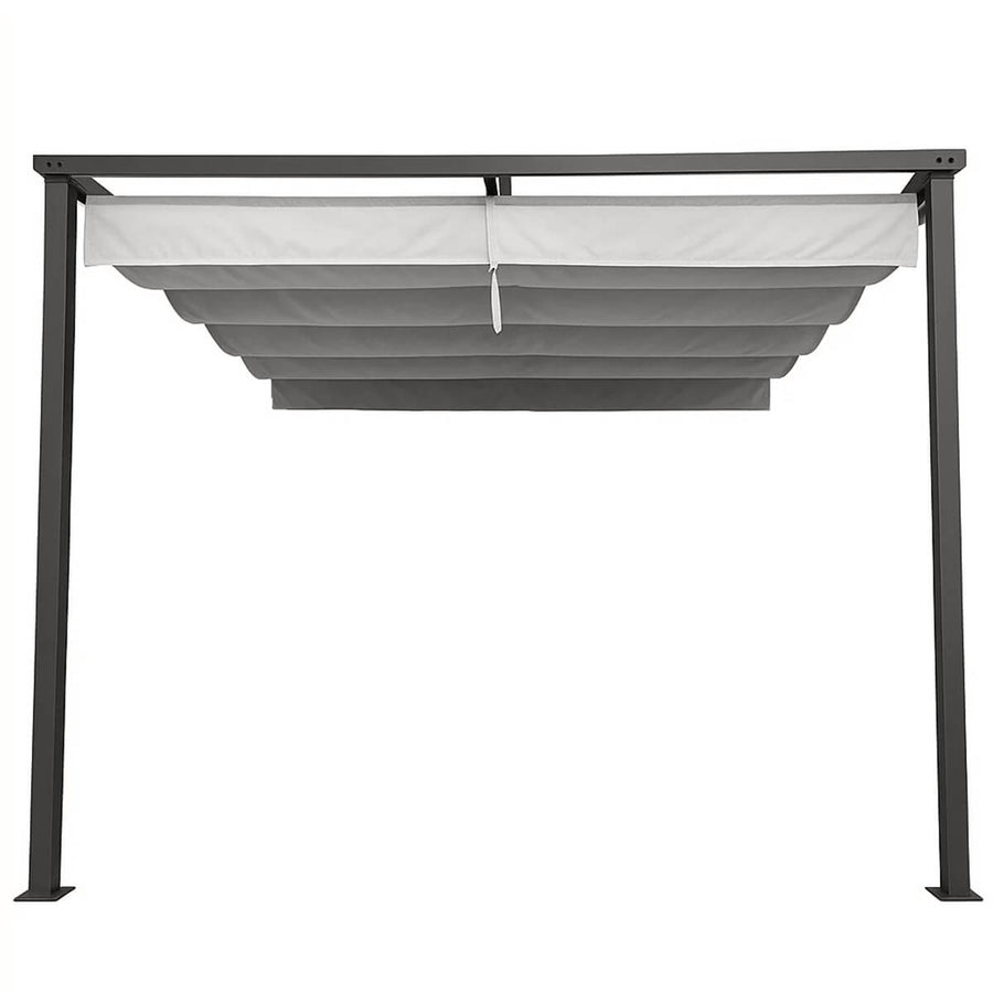 Väggmonterad pergola 300 x 260 cm – skjutbart tak, aluminiumram, grå