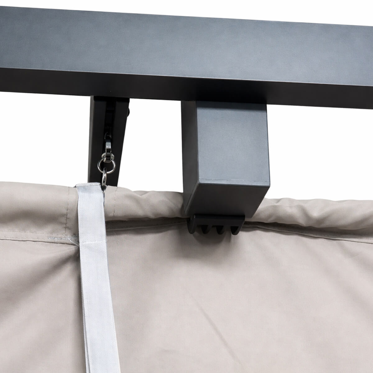 Seinäkiinnitteinen pergola 300 x 260 cm – liukuva katto, alumiinirunko, harmaa