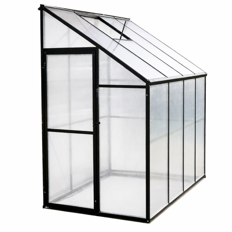 Seinäkasvihuone 242 x 122 x 195 cm – 4 mm polykarbonaatti, 1 mm alumiinirunko, musta