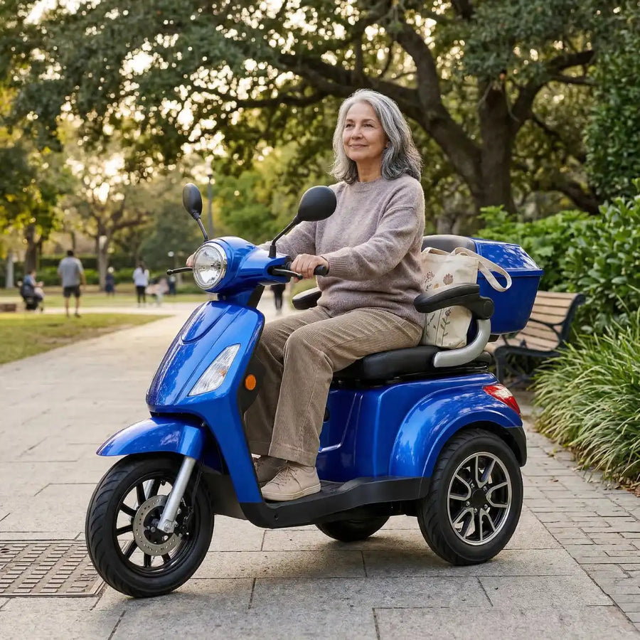 Senioriskootteri 1000W 25 km/h – 48V20Ah litiumakku, varashälytin, 150 kg