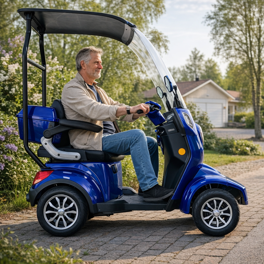 Senioriskootteri 800W – 48V20Ah litiumakku, 25 km/h, toimintasäde 40–70 km