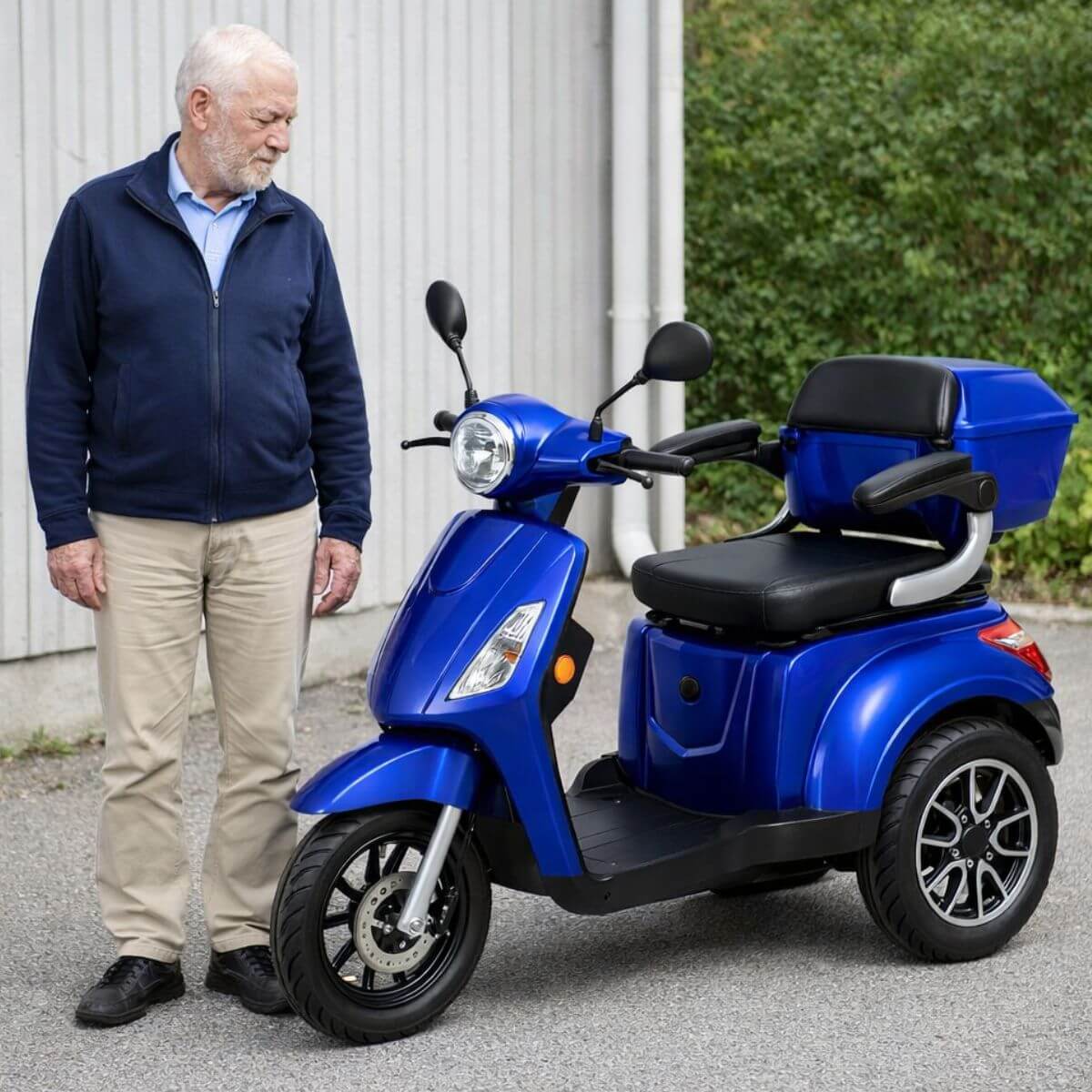 Arktis Motors Senior Scooter med larm 1000 W, 25 km/h, 48 V 20 AH, blå