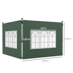 Ikkunalliset sivuseinät pop-up-paviljonkiin 3 x 3 / 3 x 4 m, 2 kpl, vihreä