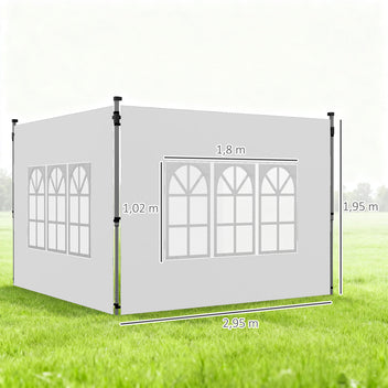 Ikkunalliset sivuseinät pop-up-paviljonkiin 3 x 3 / 3 x 4 m, 2 kpl, valkoinen