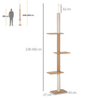 Kattoon ulottuva kissan raapimispuu, säädettävä 228–260 cm, khaki