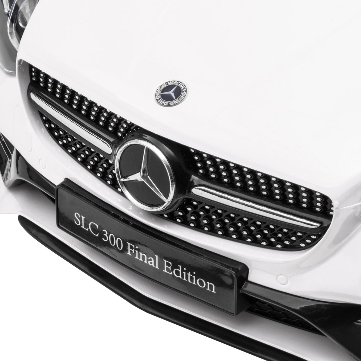 Lasten sähköauto Mercedes SLC 300, kaukosäädin, LED-valot ja musiikki, 3–6 v, valkoinen