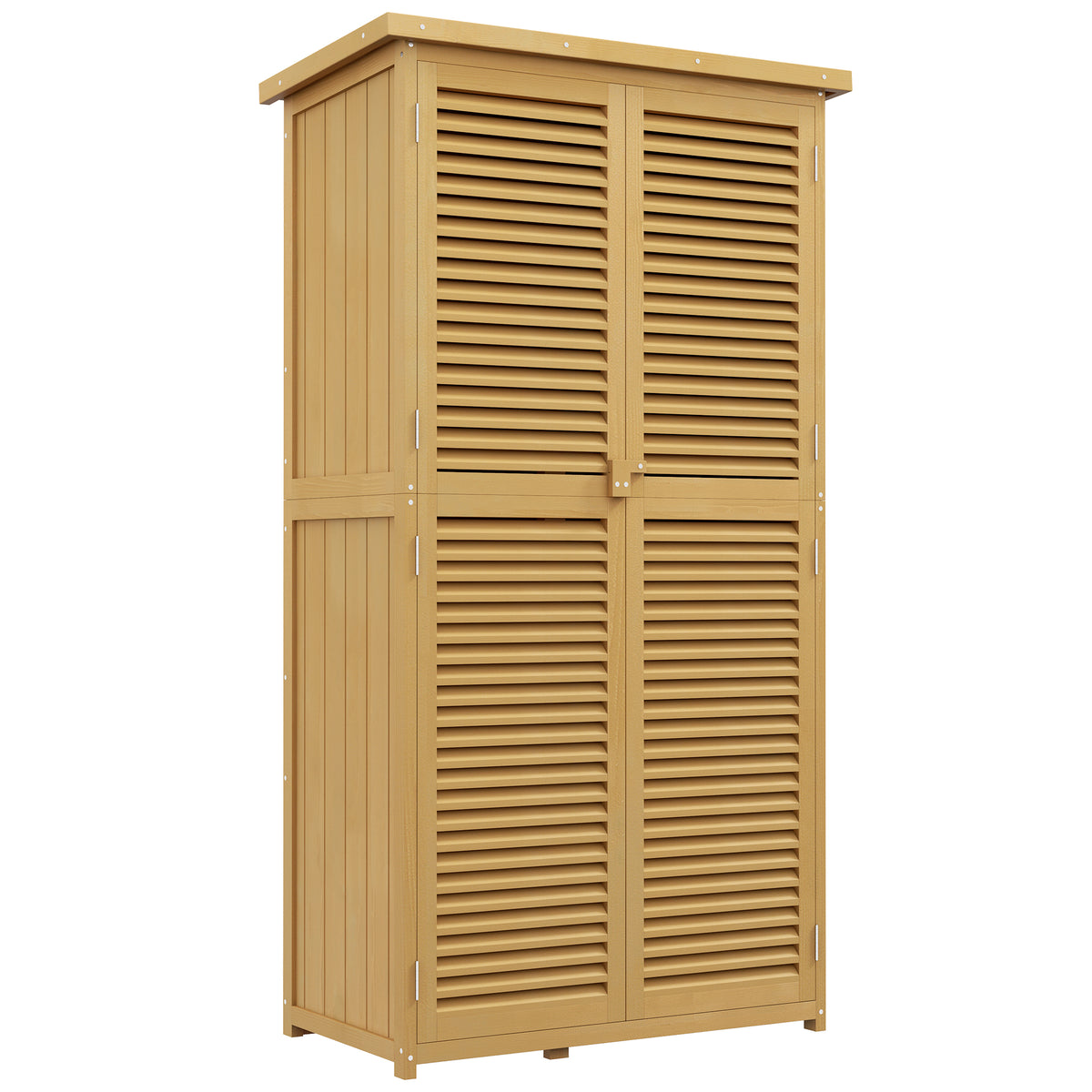 Lukittava puutarhakaappi kahdella ovella, 87 x 46,5 x 160 cm, vaaleankeltainen