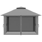 Taittuva pop-up-paviljonki 4 x 4 m verkkoseinillä ja pyörällisellä laukulla, tummanharmaa