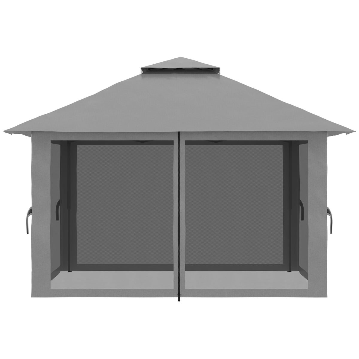 Taittuva pop-up-paviljonki 4 x 4 m verkkoseinillä ja pyörällisellä laukulla, tummanharmaa