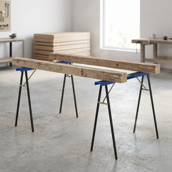 Sahapukki 2 kpl, metalli, kokoontaitettava, kantokahva, kantavuus 350 kg, sininen/musta