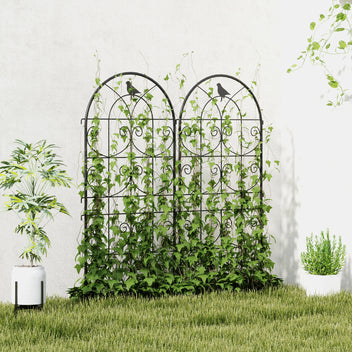 Metallisäleiköt lintukoristeilla, malli 2, 2 kpl, 50 x 120 cm, musta