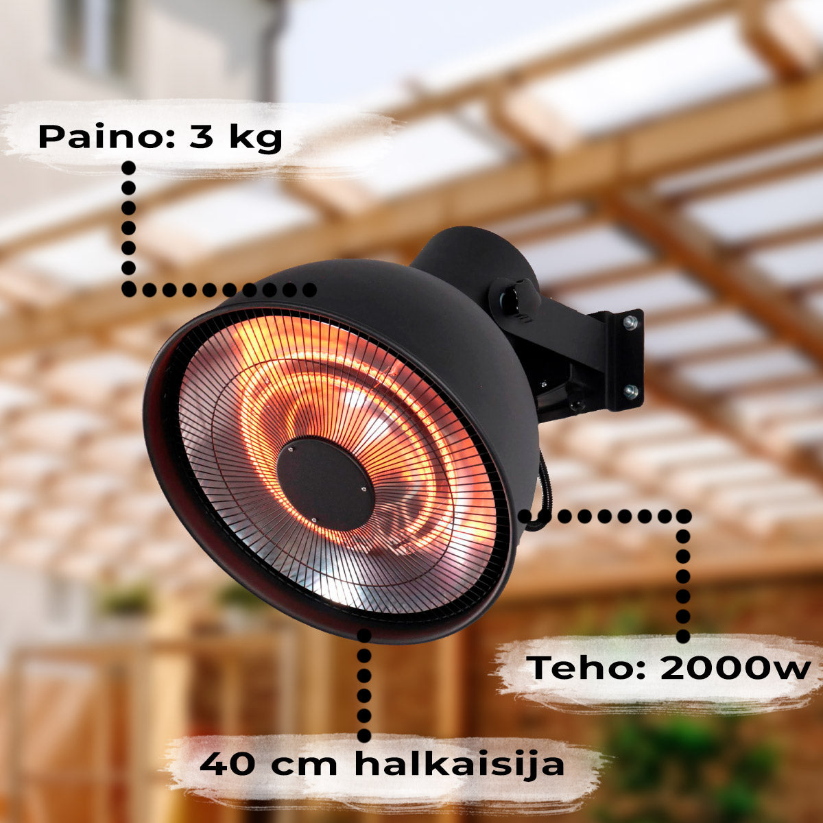 FORNORTH TERASSILÄMMITIN WALL HEATER DELUXE 2000W, MUSTA