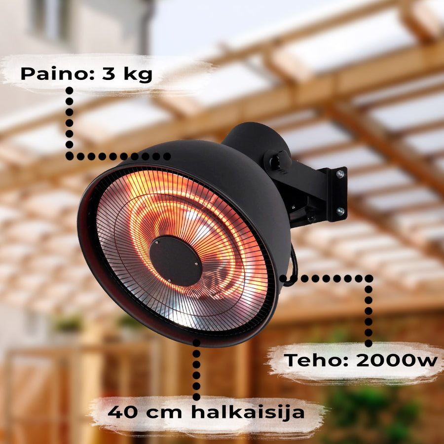FORNORTH TERASSILÄMMITIN WALL HEATER DELUXE 2000W, MUSTA