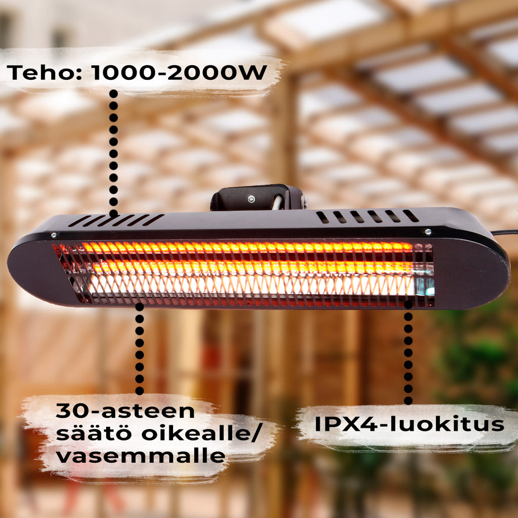 FORNORTH TERASSILÄMMITIN WALL HEATER PREMIUM 2000W + ETÄOHJAUS, MUSTA