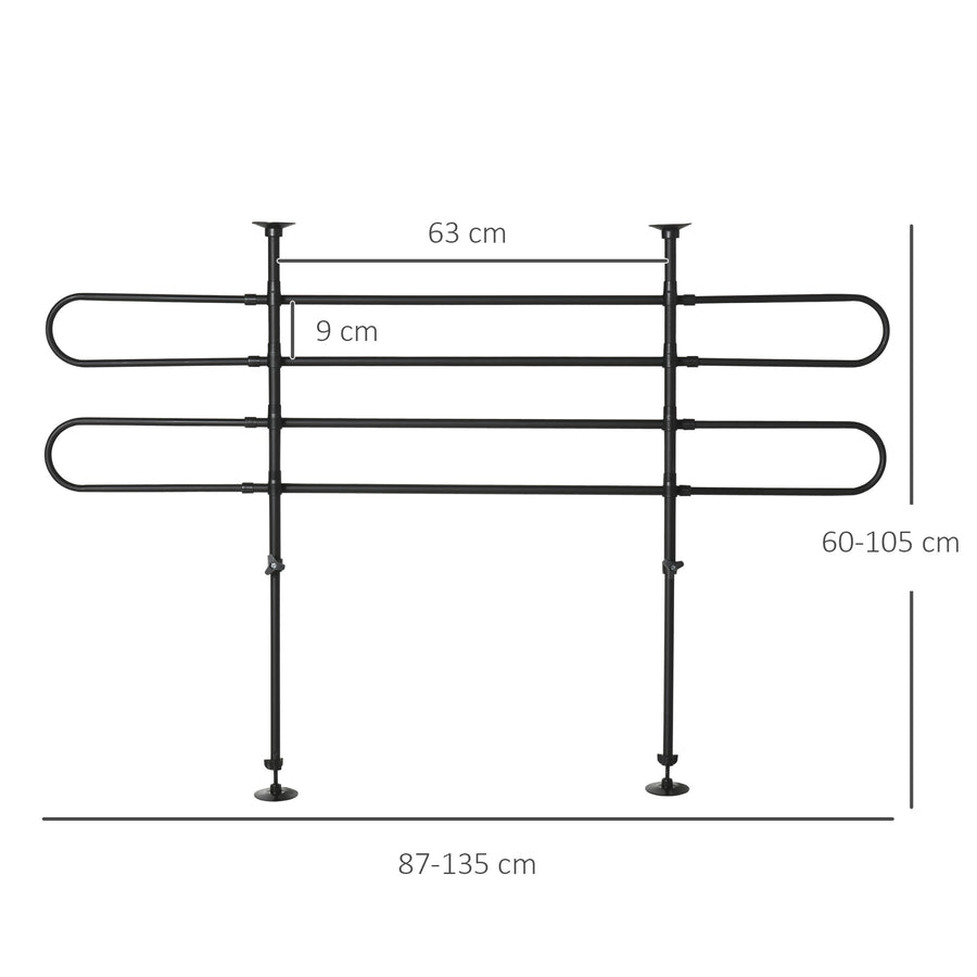 Koiraverkko autoon säädettävä, korkeus 60–105 cm ja leveys 87–135 cm, kaksi teleskooppiputkea, musta