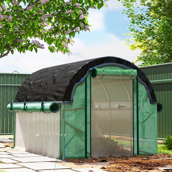 Tunnelikasvihuone varjostusverkolla ja rullattavilla sivuilla, 3 x 2 x 2 m, vihreä