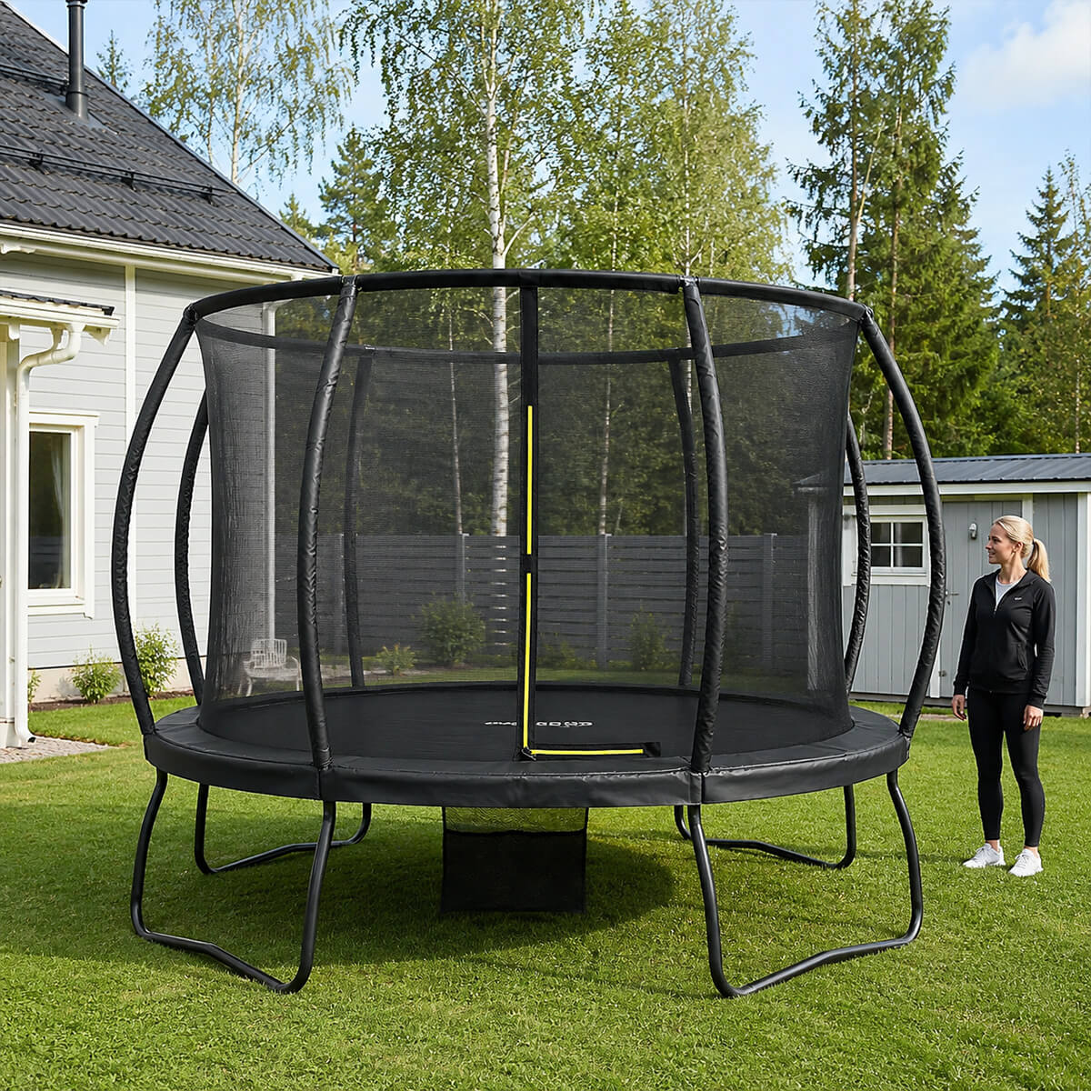 Trampoliini 427 cm turvaverkolla – 80 jousta, galvanoitu runko, 150 kg