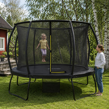 Hoppmatta 427 cm med säkerhetsnät – 80 fjädrar, galvaniserad ram, 150 kg