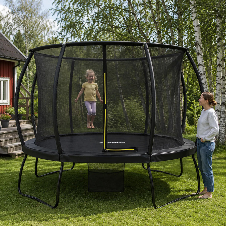 Hoppmatta 427 cm med säkerhetsnät – 80 fjädrar, galvaniserad ram, 150 kg