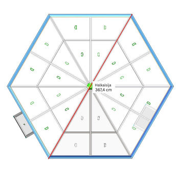 Kuusikulmainen paviljonkikasvihuone 180 x 180 cm – 2 ikkunaa, 4 mm PC-katto, musta
