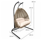Hängstol 2-sitsig 300 kg – 15 cm stoppning, stålram, 148 x 110 x 192 cm
