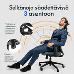 Työtuoli niskatuella ja ripustimella, musta