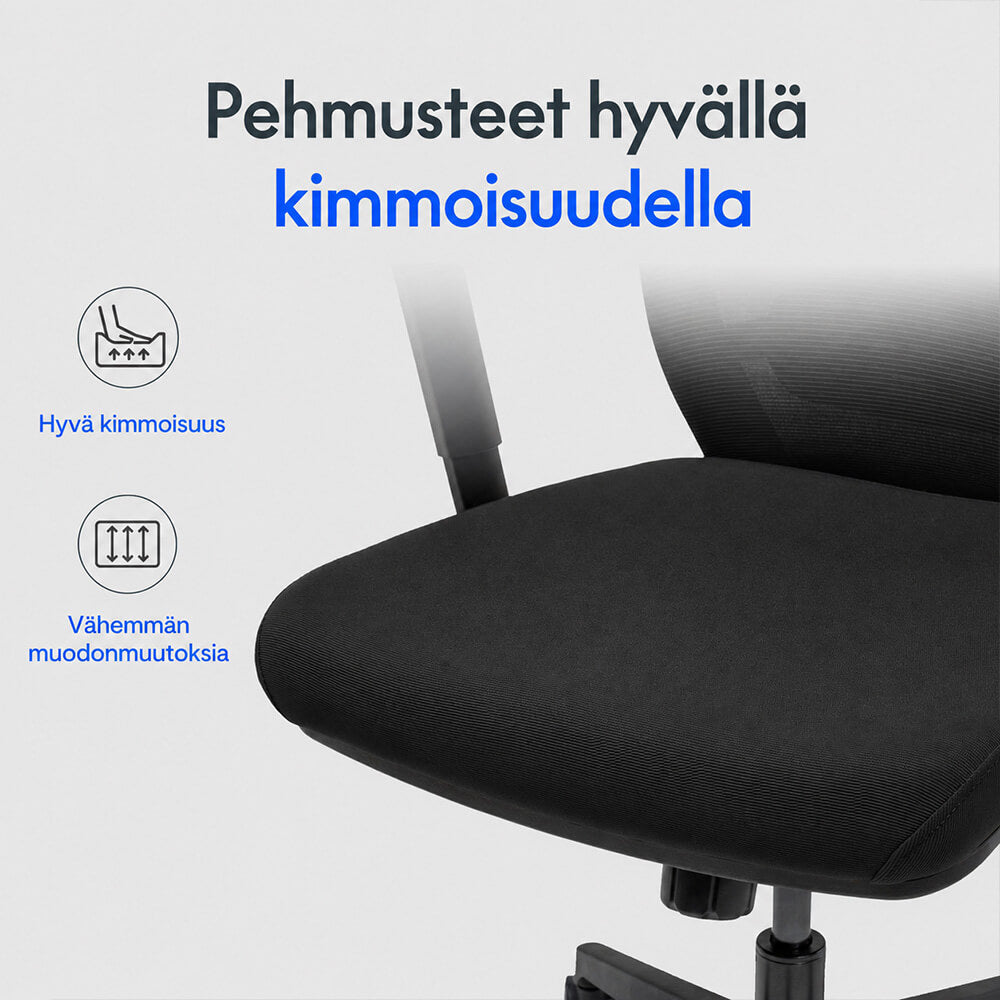 Työtuoli niskatuella ja ripustimella, musta
