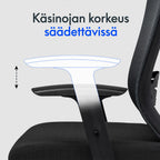Työtuoli niskatuella ja ripustimella, musta