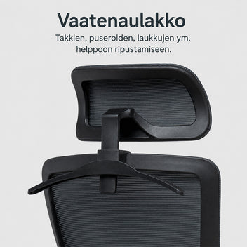 Kontorsstol med ryggstöd och nackstöd, grå/svart