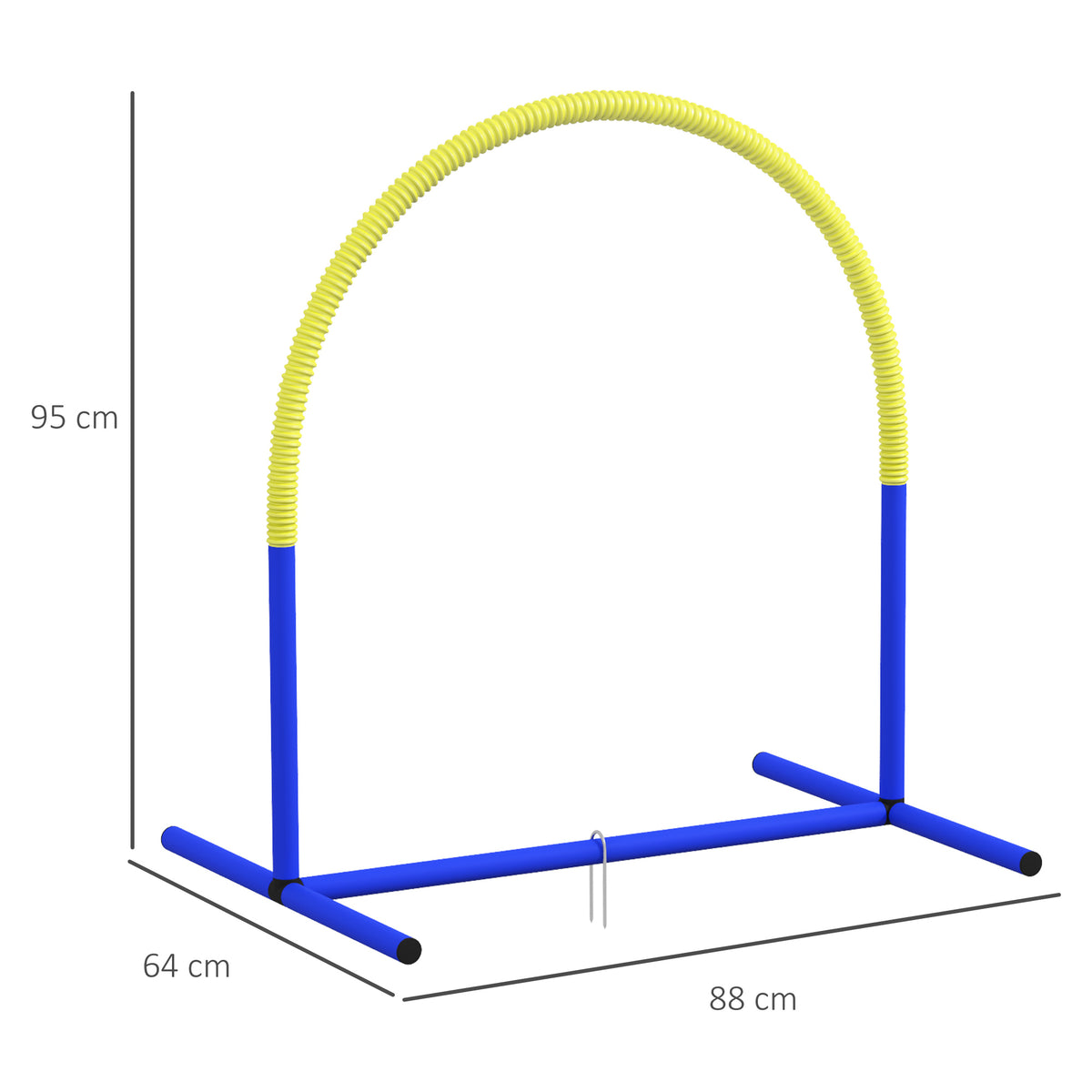 Koiran agility-kaaret 4 kpl aloittelijoille, kantolaukku, 88 x 64 x 95 cm, sininen/keltainen