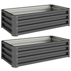 Metalliset kasvatuslaatikot avoimella pohjalla, 2 kpl, 110 x 50 x 30 cm, tummanharmaa