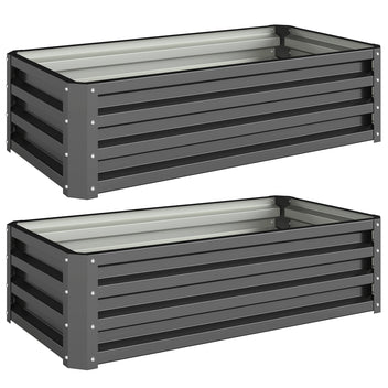 Metalliset kasvatuslaatikot avoimella pohjalla, 2 kpl, 110 x 50 x 30 cm, tummanharmaa