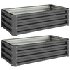 Metalliset kasvatuslaatikot avoimella pohjalla, 2 kpl, 110 x 50 x 30 cm, tummanharmaa