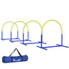 Koiran agility-kaaret 4 kpl aloittelijoille, kantolaukku, 88 x 64 x 95 cm, sininen/keltainen