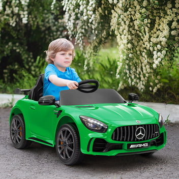Lasten sähköauto Mercedes-AMG GT R 12V, kaukosäädin, valot ja musiikki, 3–6 v, vihreä