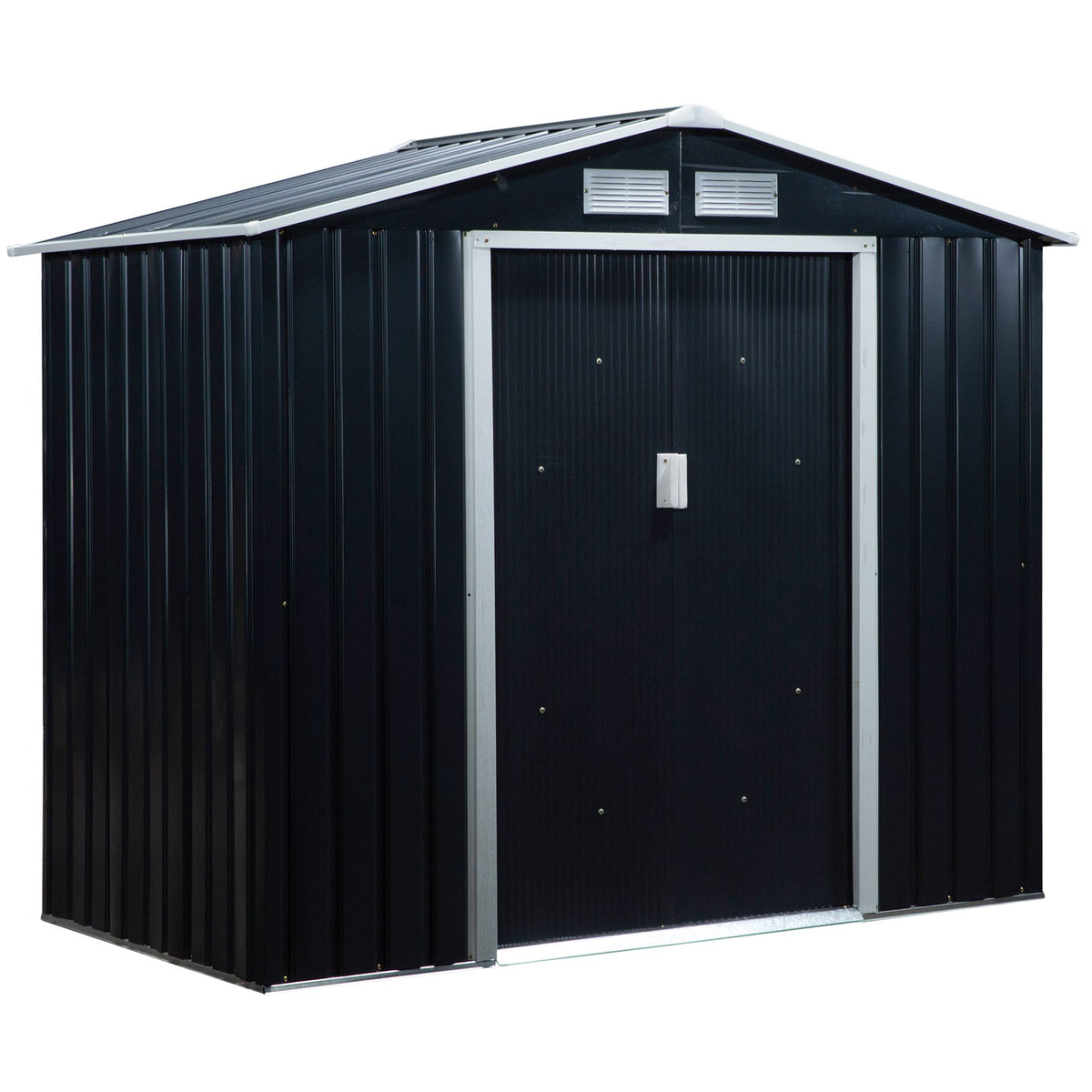Peltivaja liukuovilla, 2,13 x 1,30 x 1,85 m, tummanharmaa