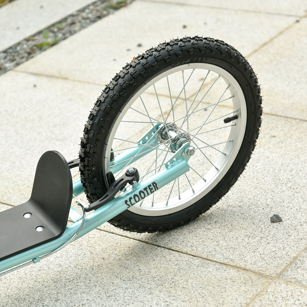 Potkulauta isoilla ilmarenkailla, käsijarru ja takajarru, säädettävä 90–96 cm, 5 v+, vaaleansininen